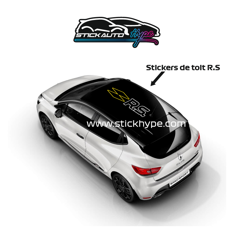 copie de Stickers de toit Renault RS blanc et jaune copie de Stickers de toit Renault RS blanc et jaune