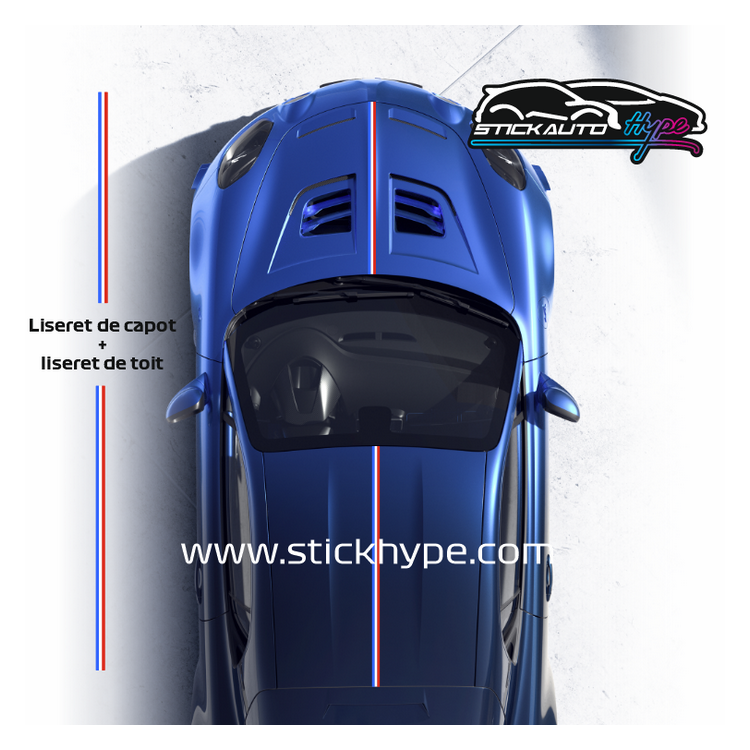 Kit autocollant liseret bleu blanc rouge pour Alpine A110