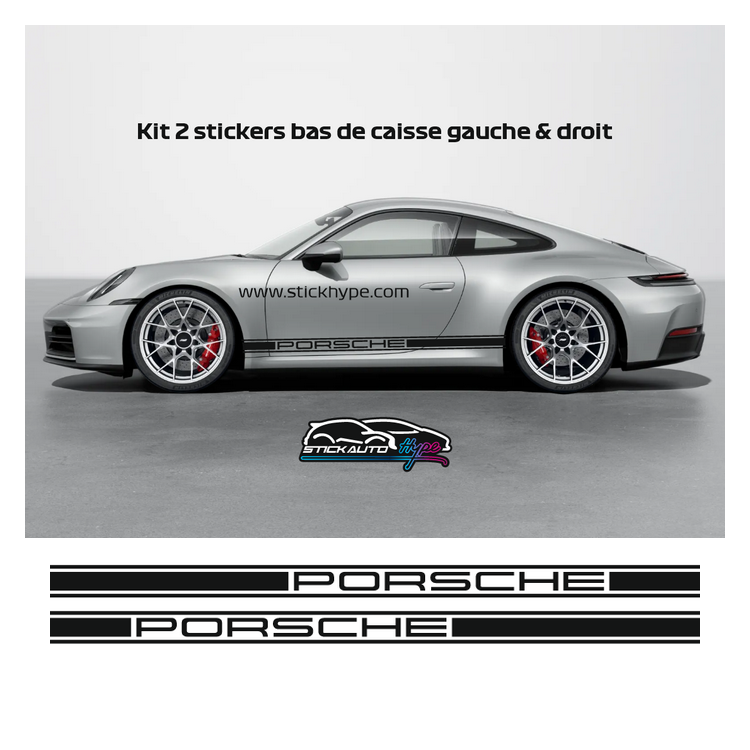 Kit 2 Bandes stickers latérales Porsche Kit 2 Bandes stickers latérales Porsche