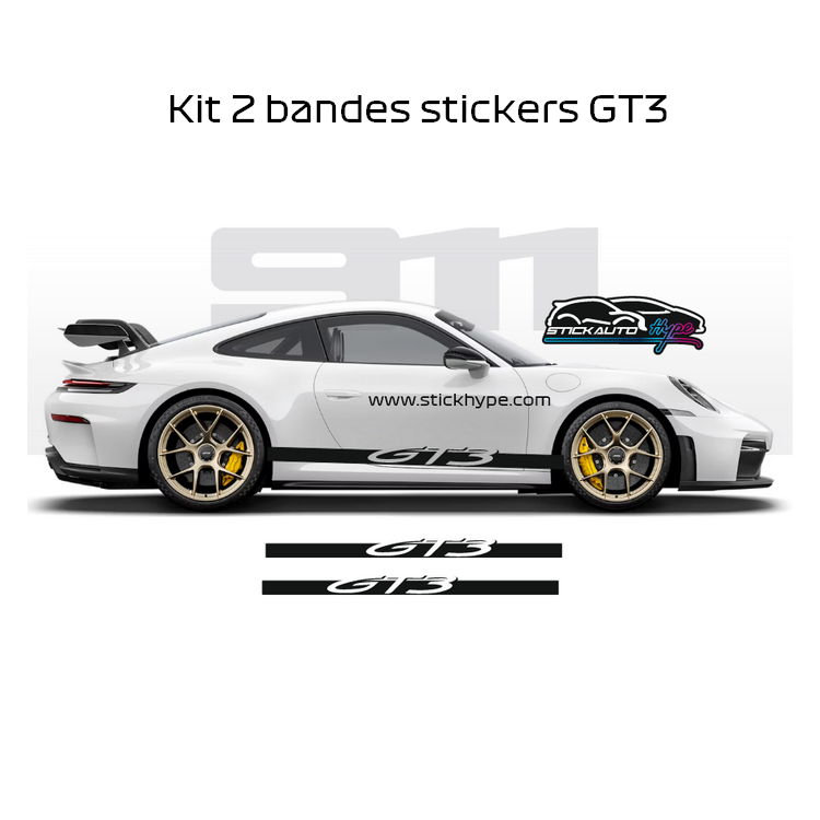 Kit 2 Bandes latérales stickers Porsche GT3 992 Kit 2 Bandes latérales stickers Porsche GT3 992
