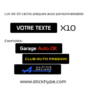 Lot de 10 cache plaques auto personnalisable