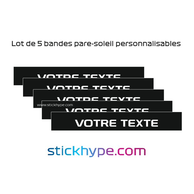 Lot de 5 bandeaux pare soleil personnalisable Lot de 5 bandeaux pare soleil personnalisable